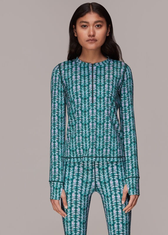 Abstract Wave Zip Sports Top